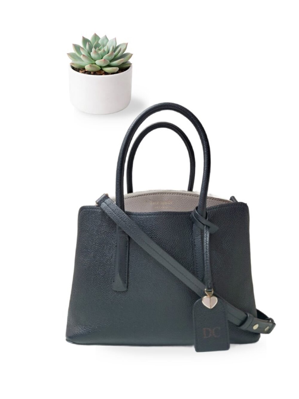 Kate Spade Margaux Medium Satchel Black Taupe Colorblock Leather Crossbody Bag